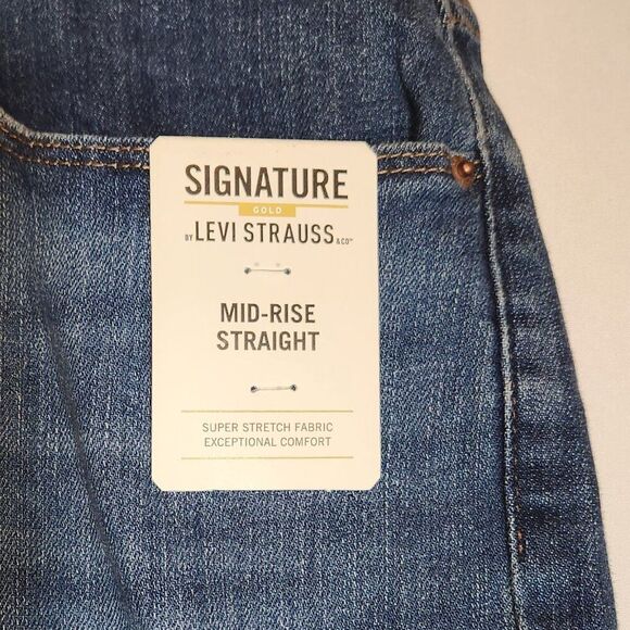 Signature Levi Strauss Women's Mid Rise Straight Sz 18 W34 L30 Jeans Whisker NEW - Picture 5 of 14